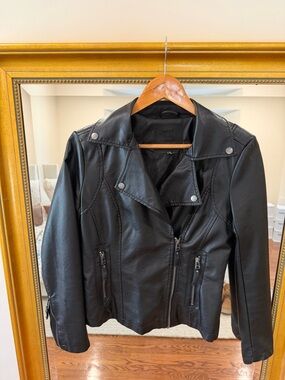 Women’s Black Vegan Leather Moto Jacket